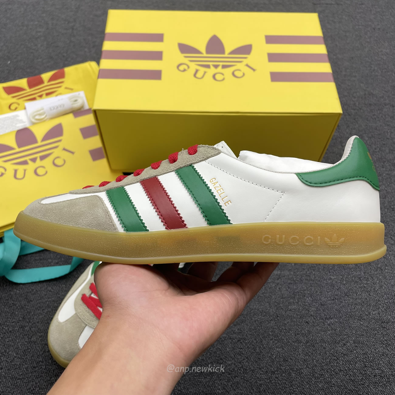 Adidas X Gucci Gazelle White Green Red 726487 Aaa43 9547 (7) - newkick.vip